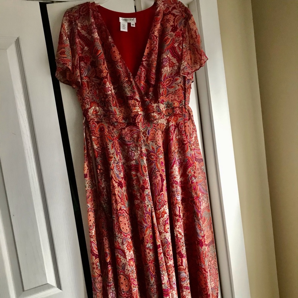 3/$12 Cute Silk Fall Paisley Dress Size US 10